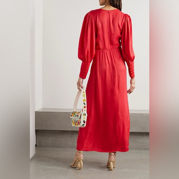 Red Cut Out Long Sleeve Lenzing™ Ecovero™ Viscose Maxi Dress - Picture 2 of 7